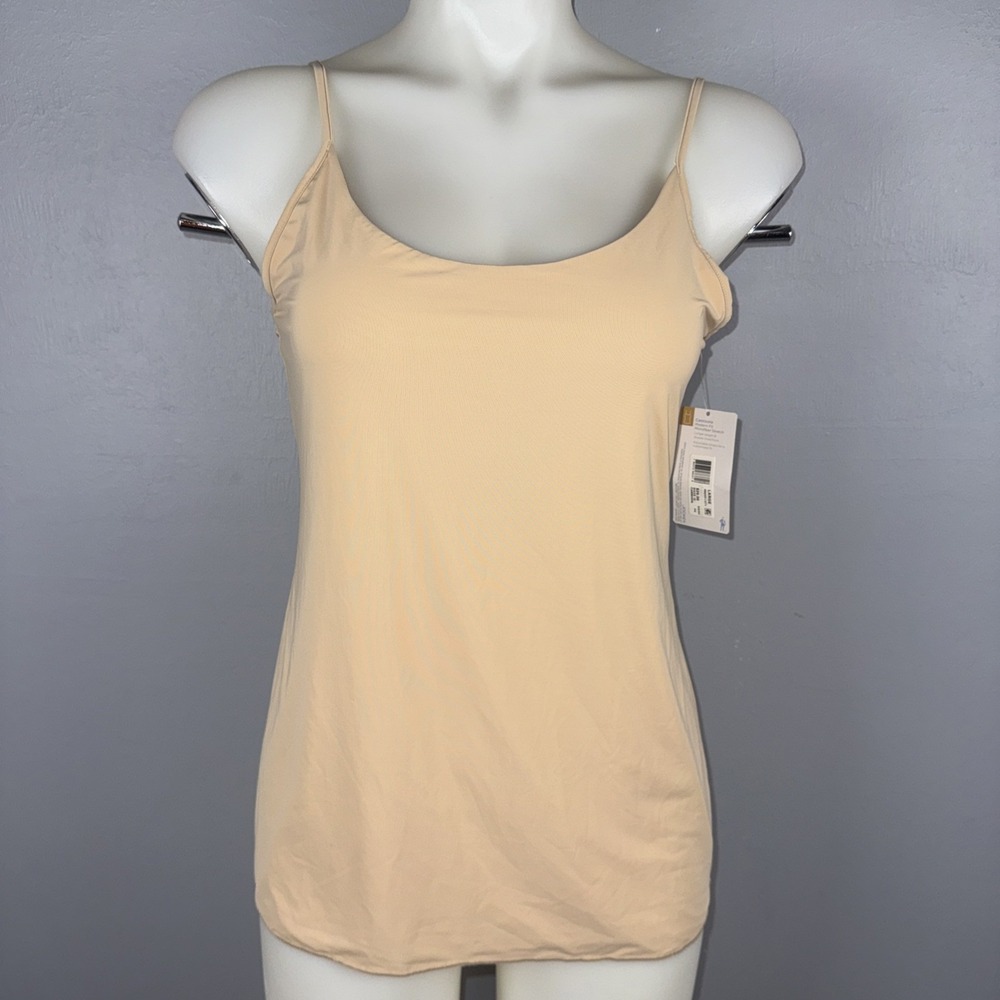 jockey Camisole Large Beige Modern Fit Microfiber Stretch Front Double Lined